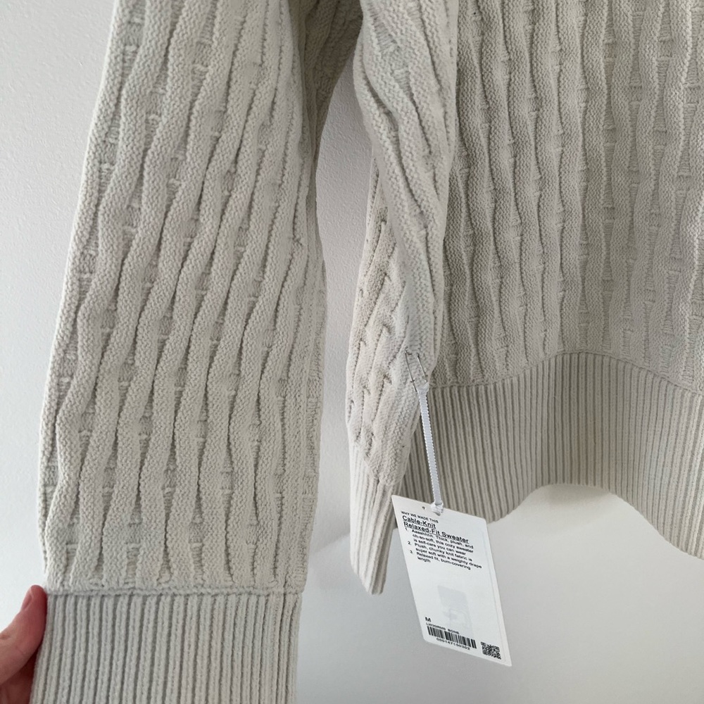 NWT Lululemon Cable Knit Relaxed Fit Sweater in Bone - Picture 10 of 15